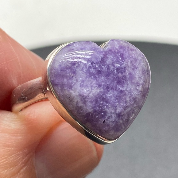 🆕 LEPIDOLITE 💜💜💜RING SIZE 9.5 IN SOLID STERLING SILVER - Picture 1 of 5